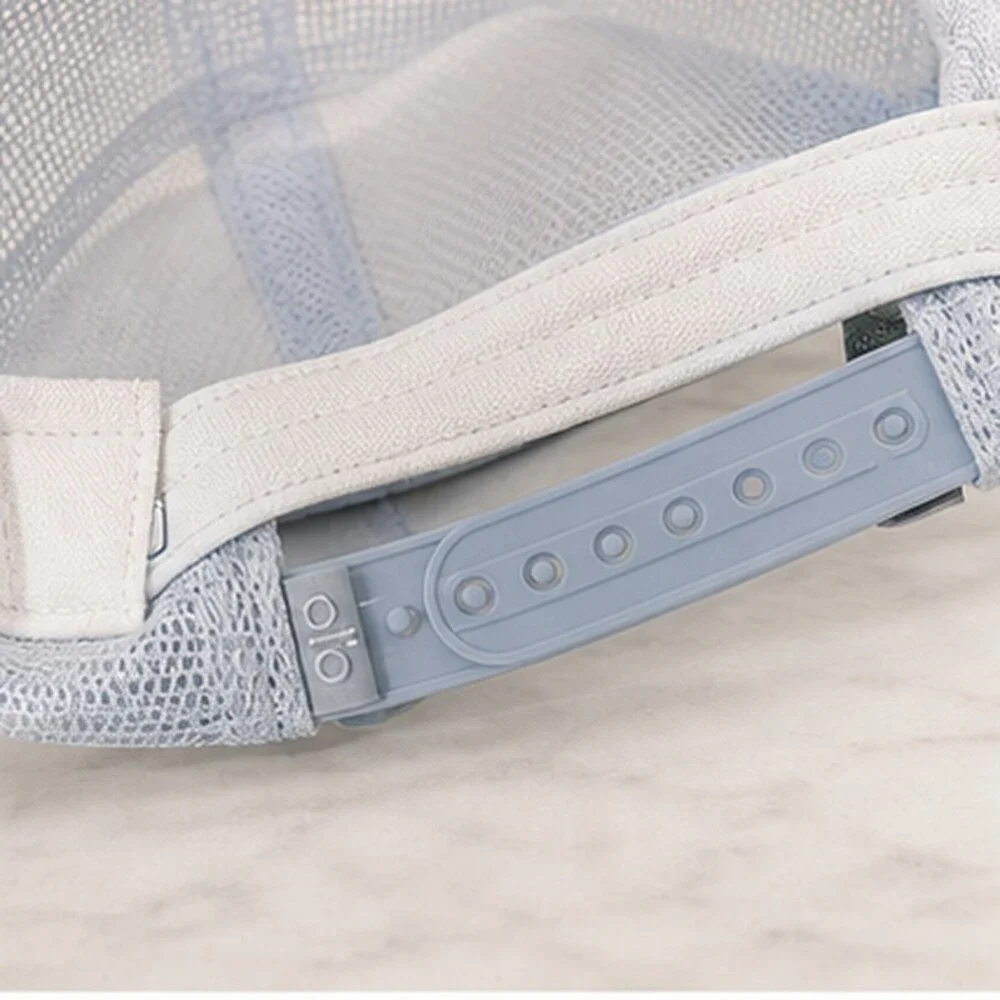 ALO Yoga Mist Blue Gray Boutique Mesh Trucker Cap Hat NWT
